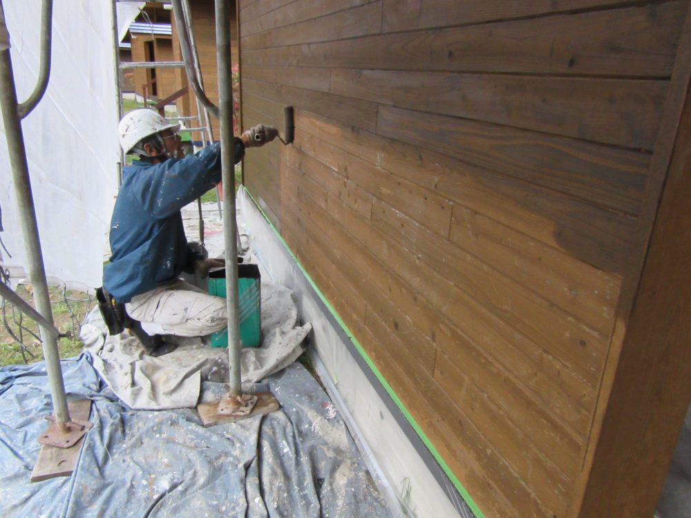 防腐剤1回目塗装状況